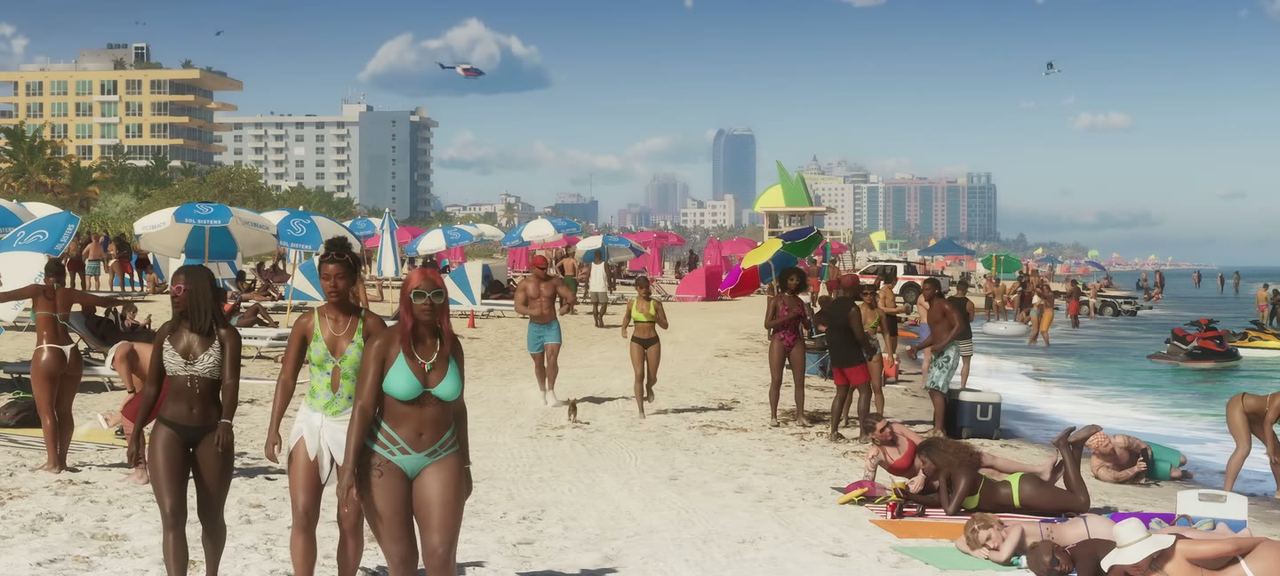 Crowded beach, towels and swimwear, hotels behind. The density here was the talking point.