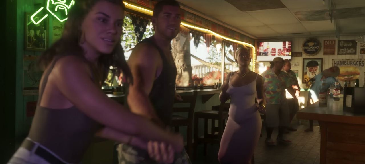 A club floor, two people dancing close.