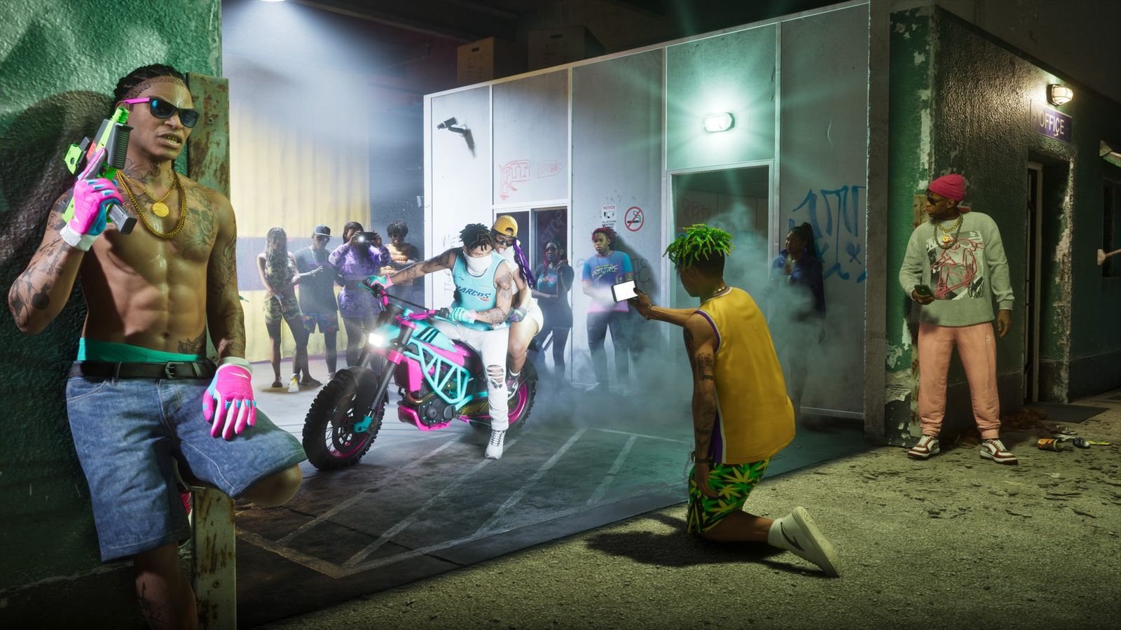 A chaotic scene inside a Vice City store