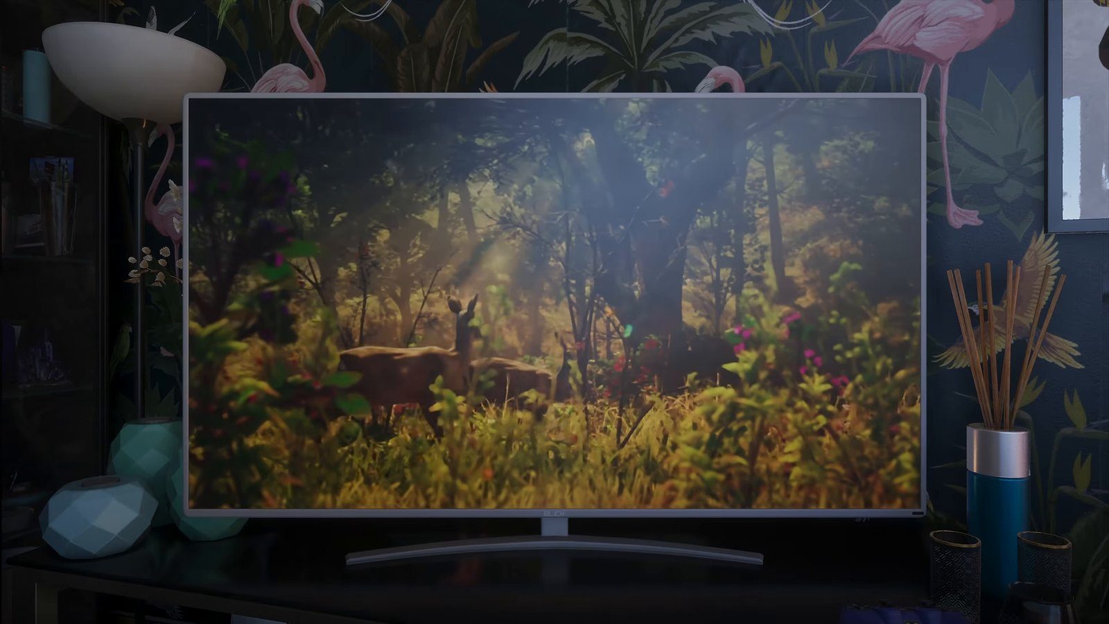 An in-game television, one of countless authored details