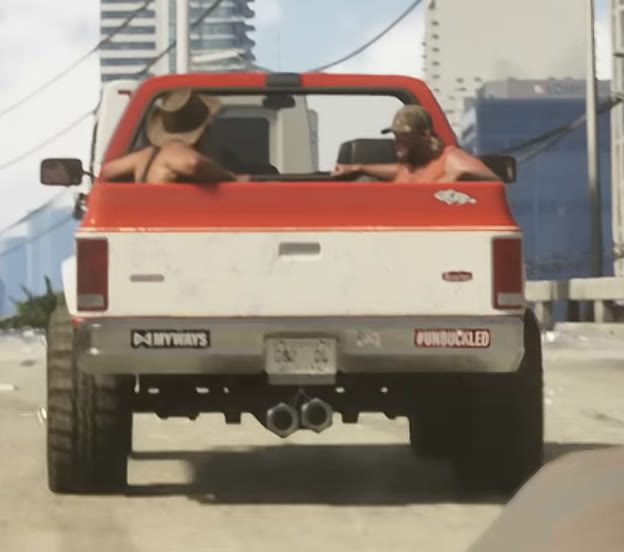 Lifted pick-up, red and white